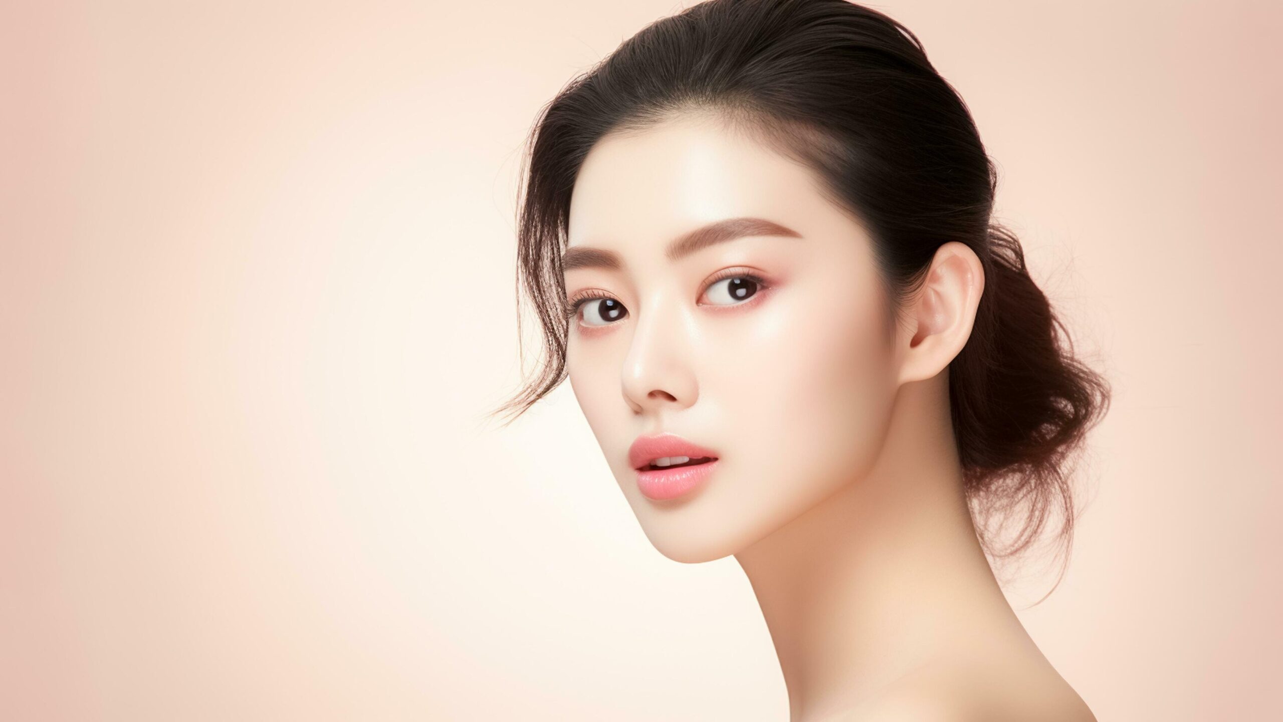 Ai-generated-beauty-asian-model-woman-skincare-and-makeup-with-healthy-facial-skin-on-empty-space-ai-generated-free-photo
