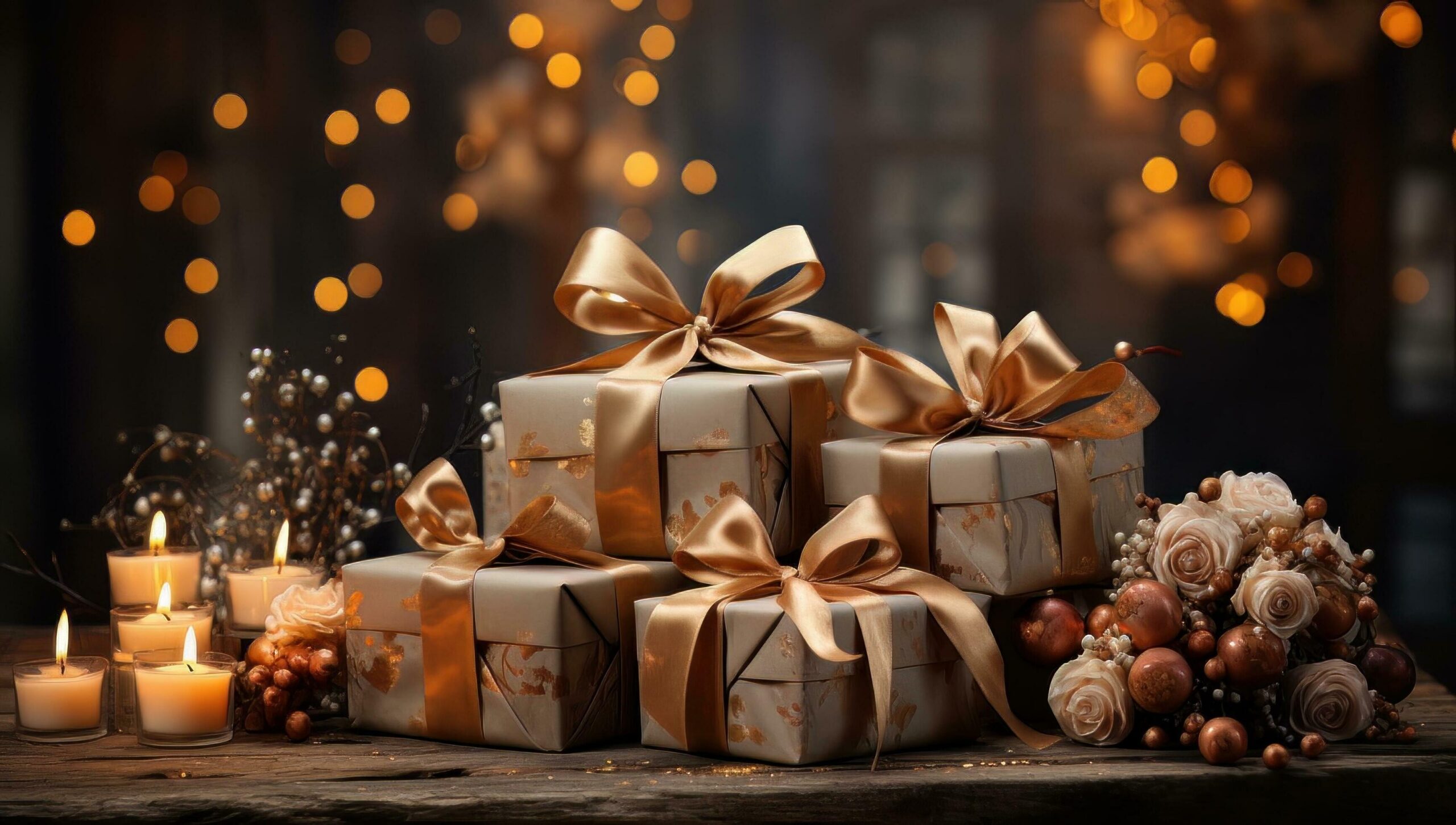 Ai-generated-christmas-tree-with-gifts-and-decorations-free-photo