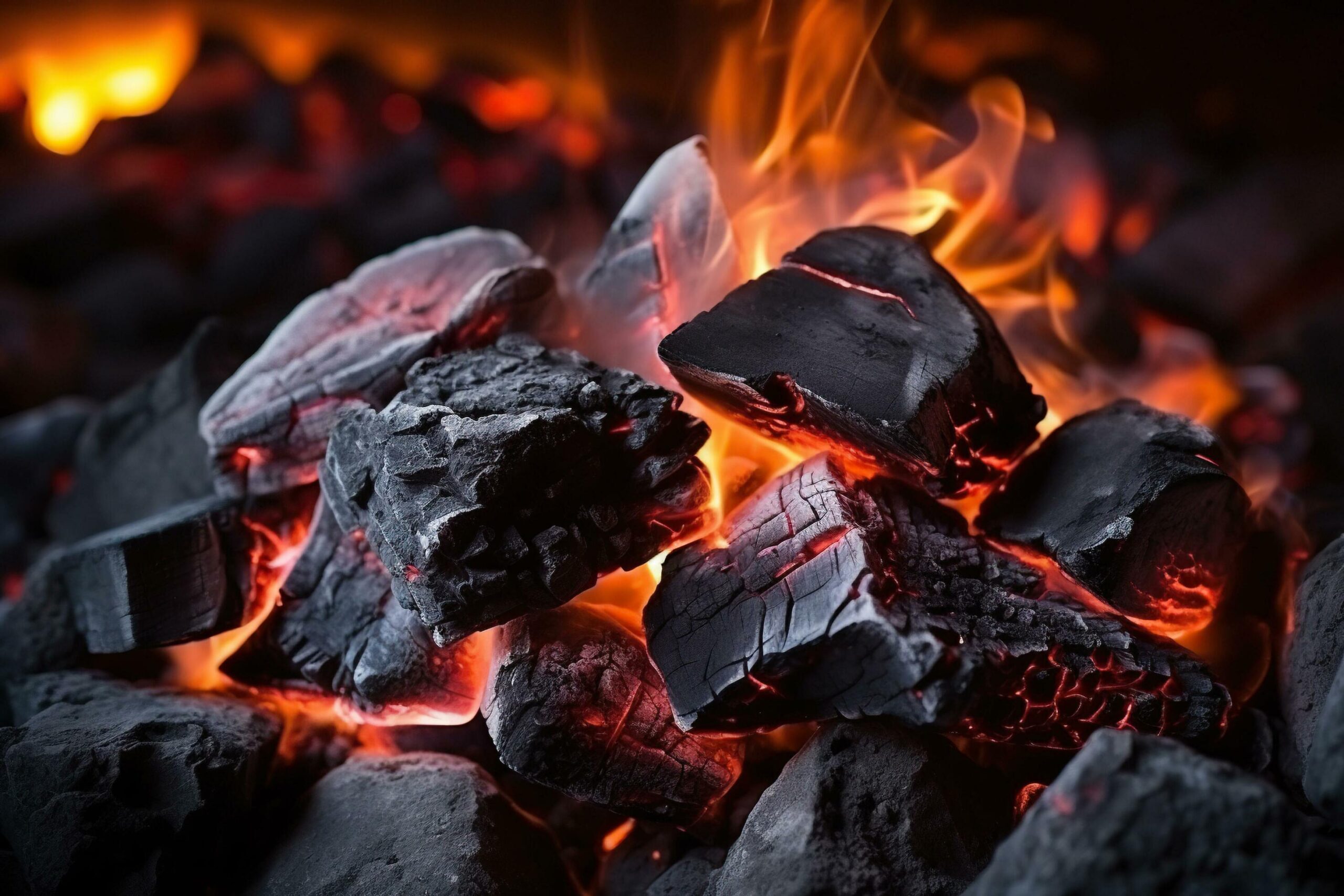 Ai-generated-close-up-of-the-dying-flames-of-a-fire-smouldering-coals-free-photo