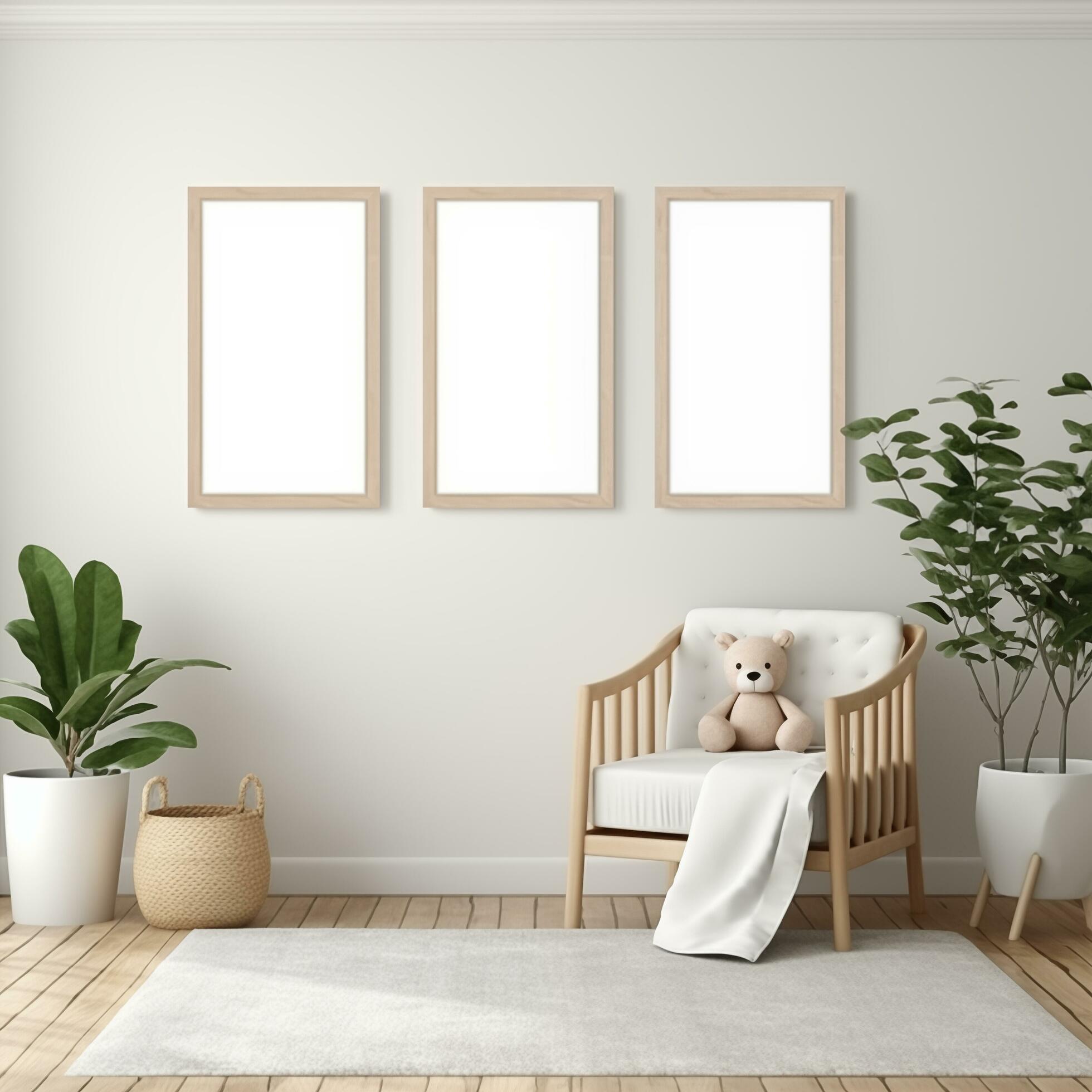 Ai-generated-collection-of-nursery-room-frame-mockups-ready-for-displaying-pod-poster-illustrations-free-photo