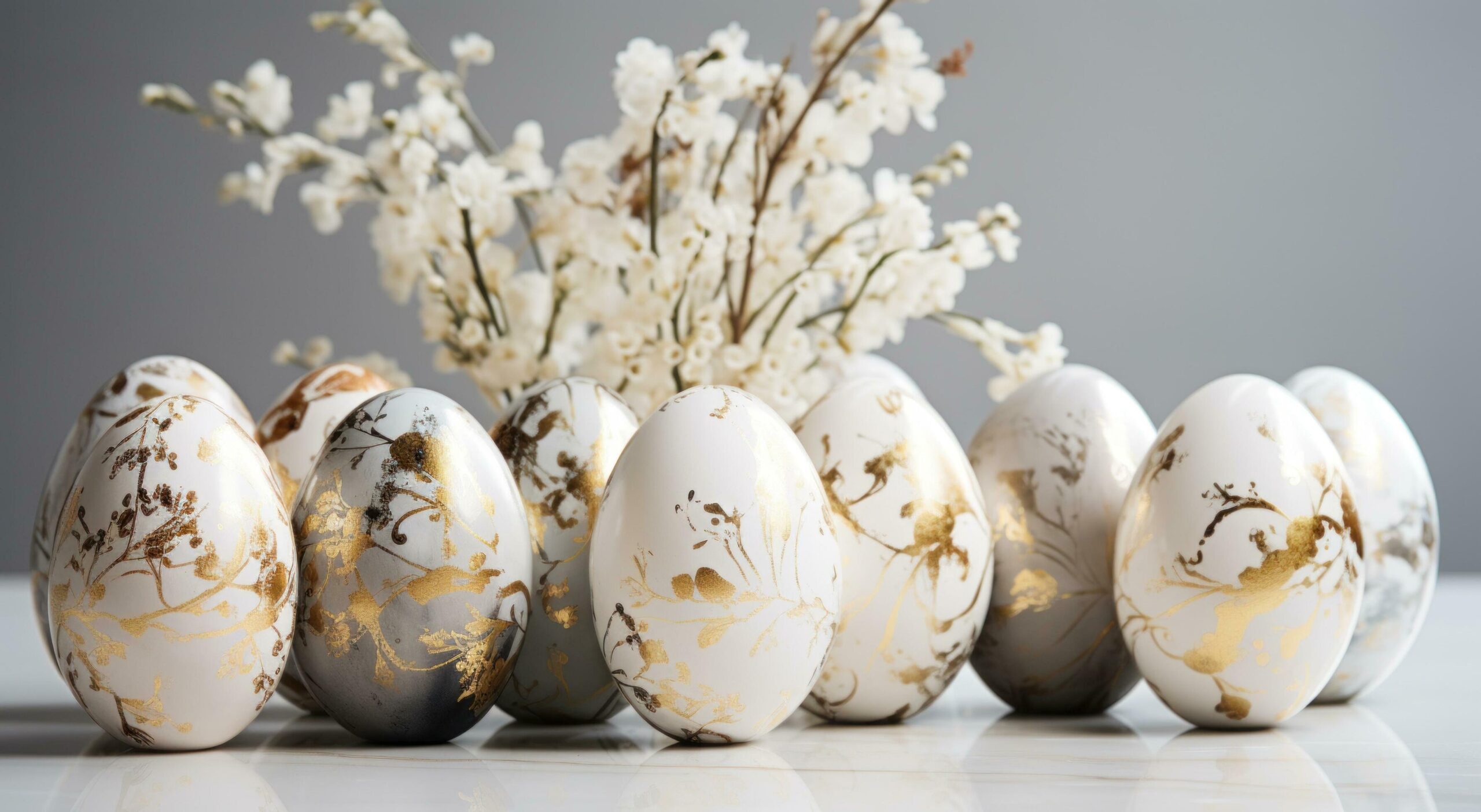 Ai-generated-decorative-white-and-gold-easter-eggs-free-photo