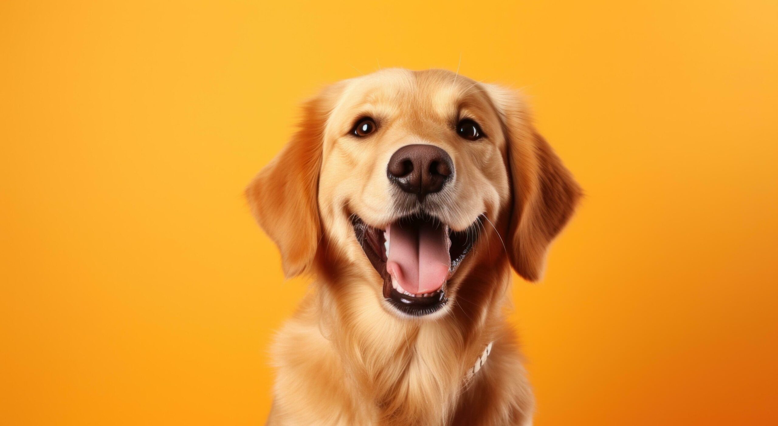 Ai-generated-dog-smile-on-background-isolated-on-orange-free-photo