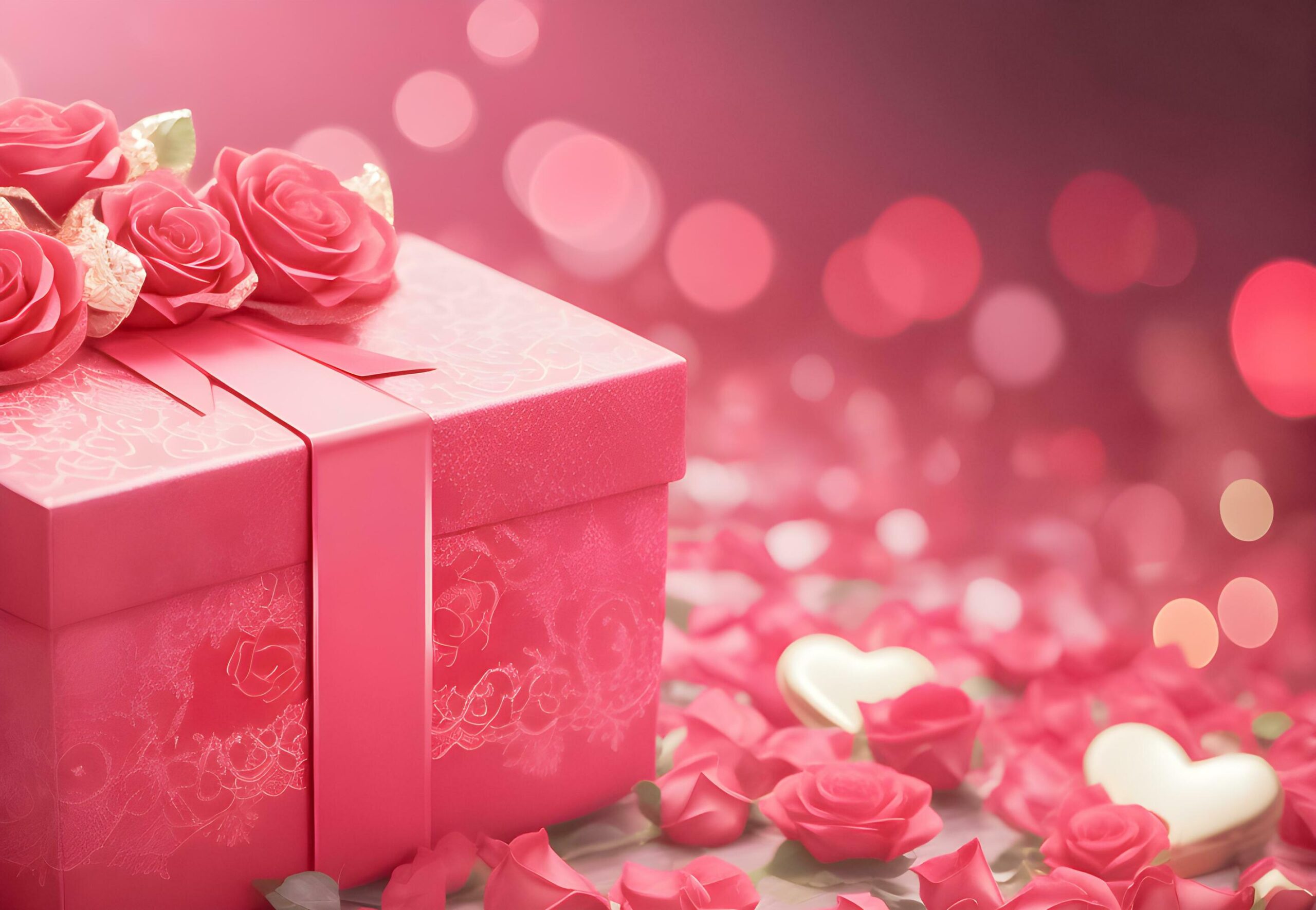 Ai-generated-gift-box-and-roses-for-valentine-s-day-generate-ai-free-photo