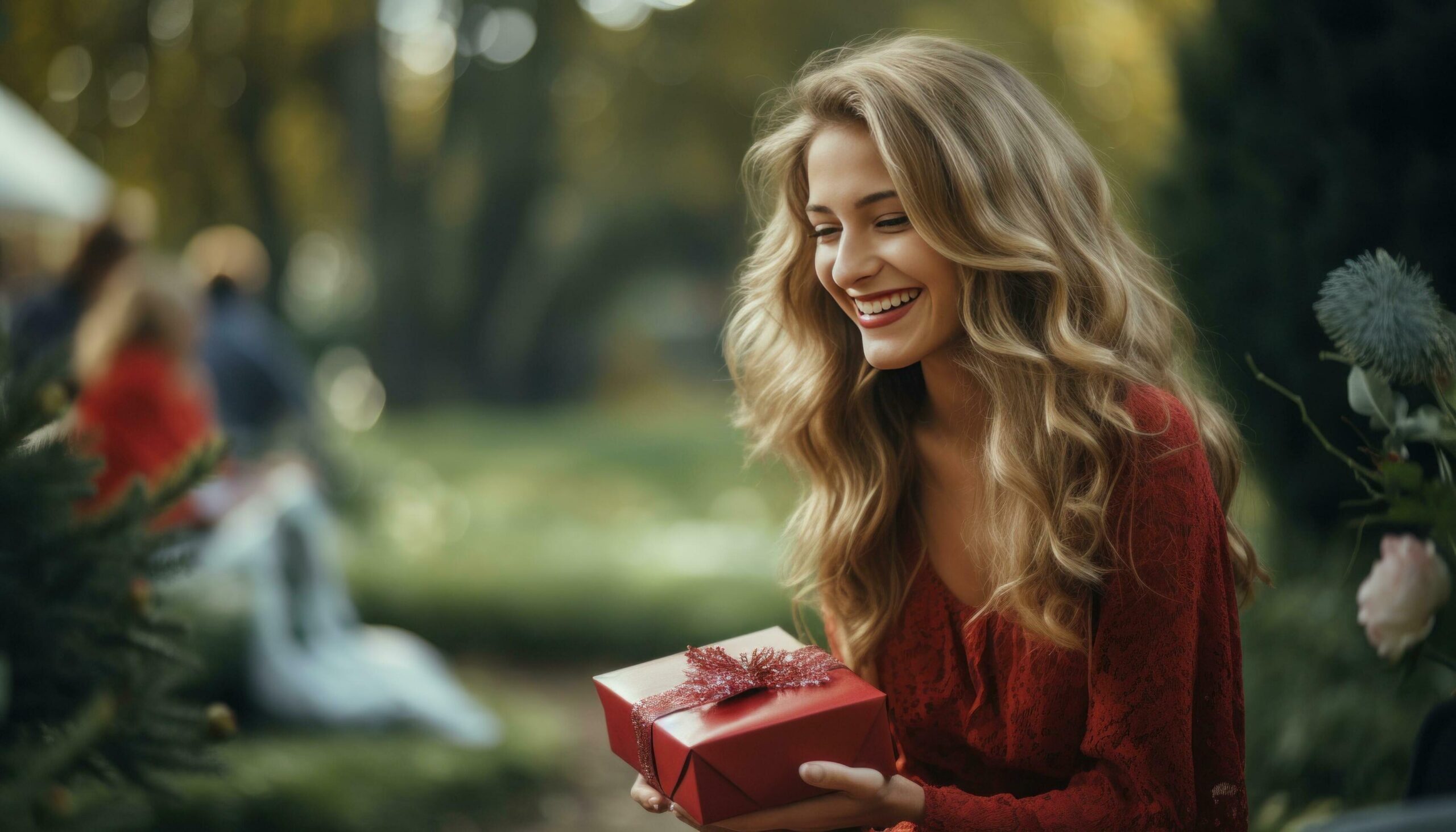 Ai-generated-girl-is-happy-laughing-holding-a-gift-free-photo