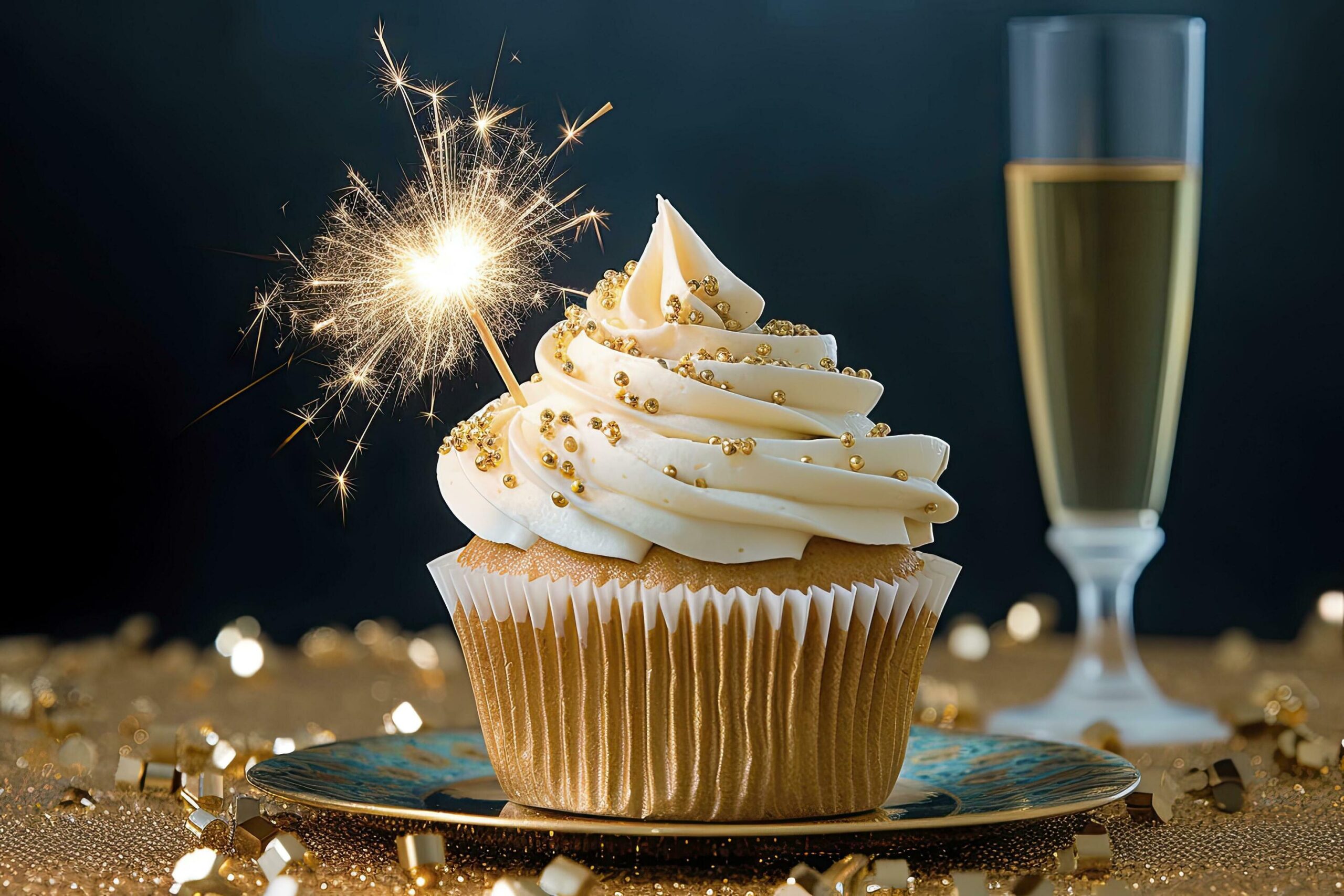 Ai-generated-happy-new-year-s-cupcake-ai-generated-free-photo