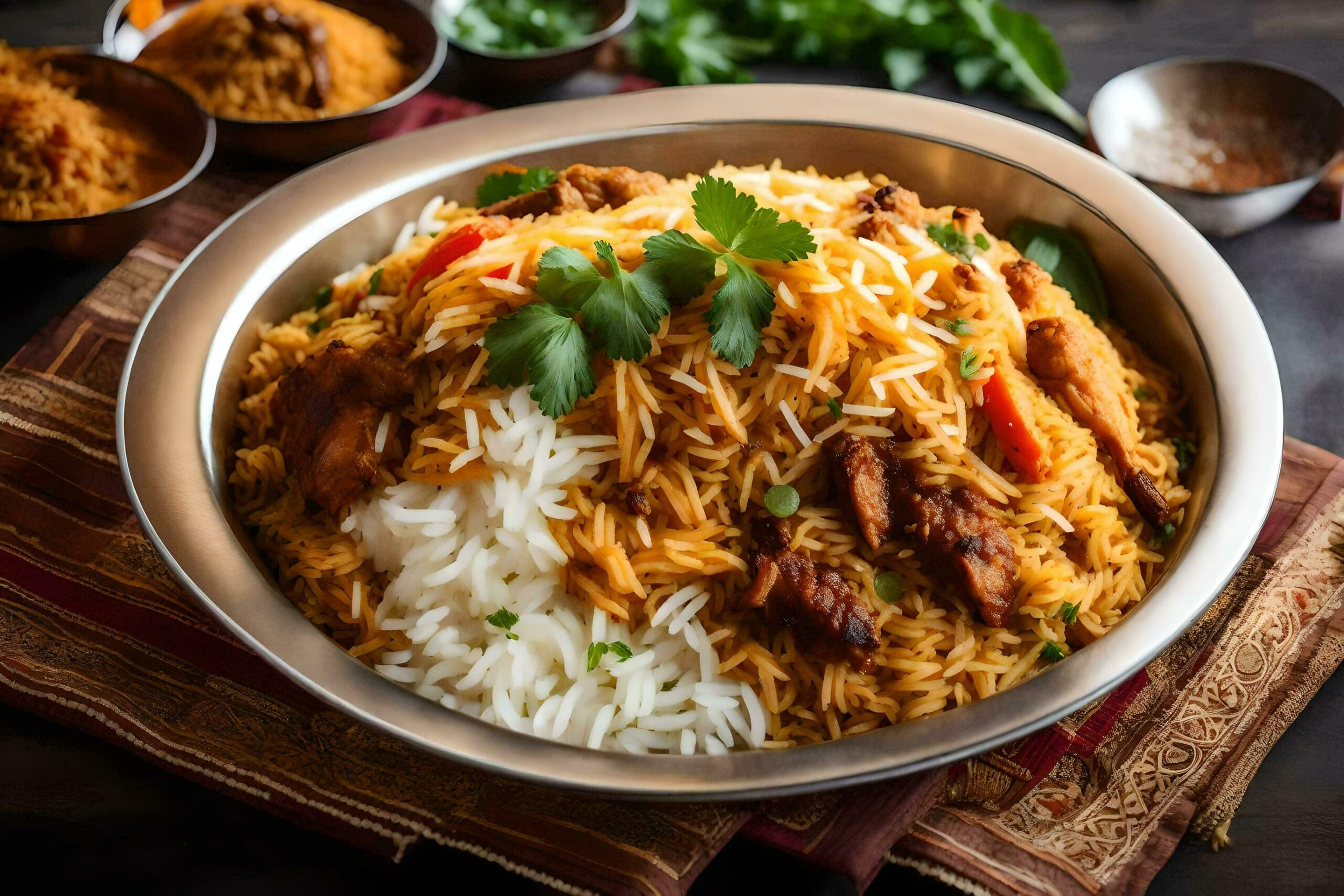 Ai-generated-indian-biryani-with-rice-and-vegetables-free-photo