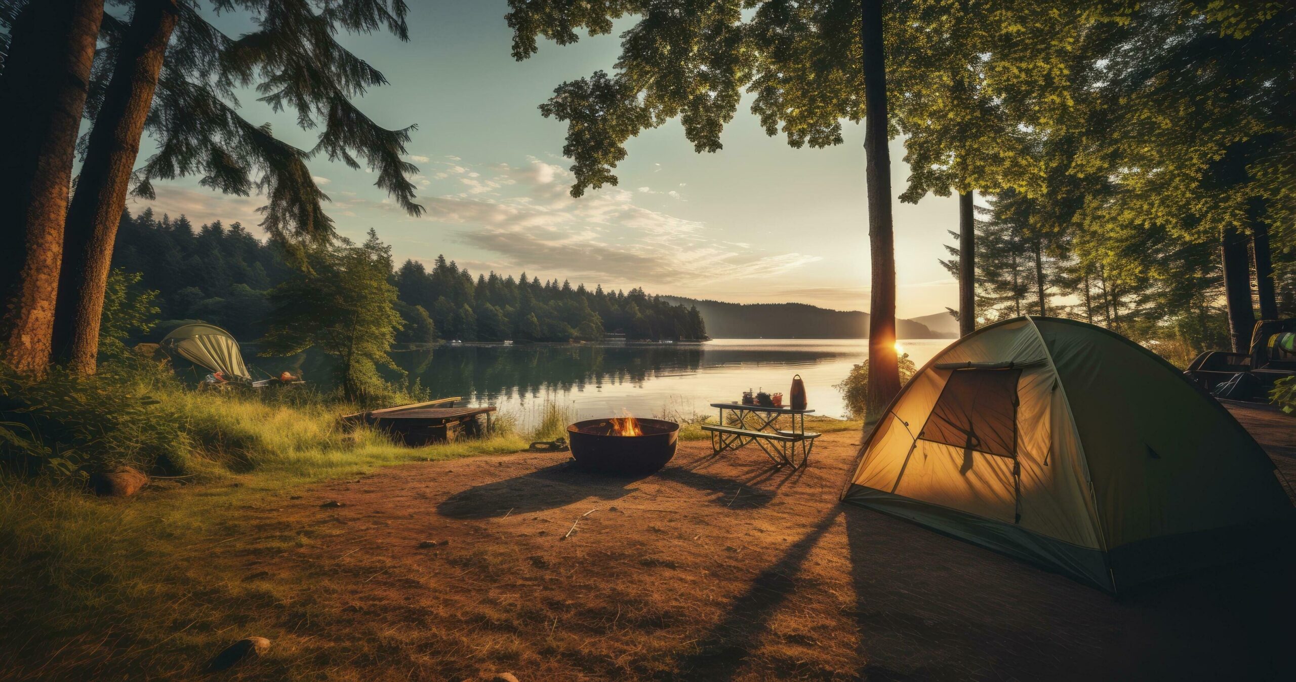 Ai-generated-lakeside-leisure-a-picturesque-campground-nestled-between-mountains-and-mirrored-waters-free-photo
