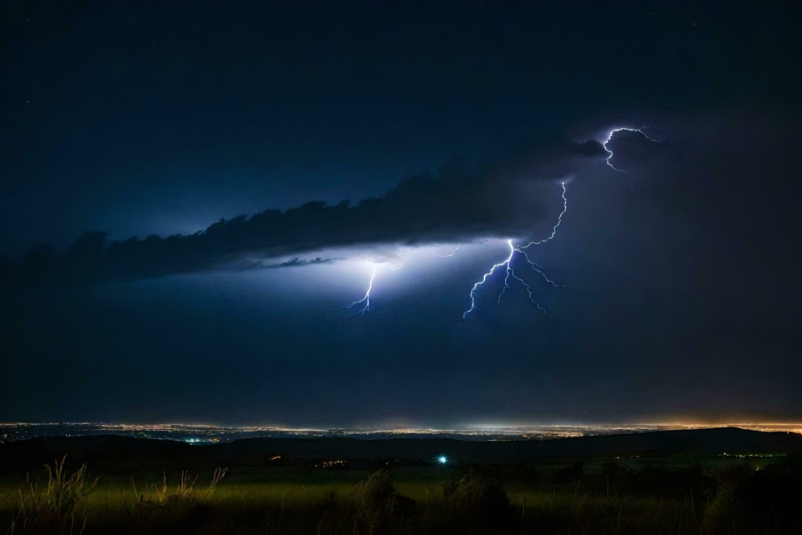 Ai-generated-lightning-over-the-mountains-in-the-night-sky-free-photo