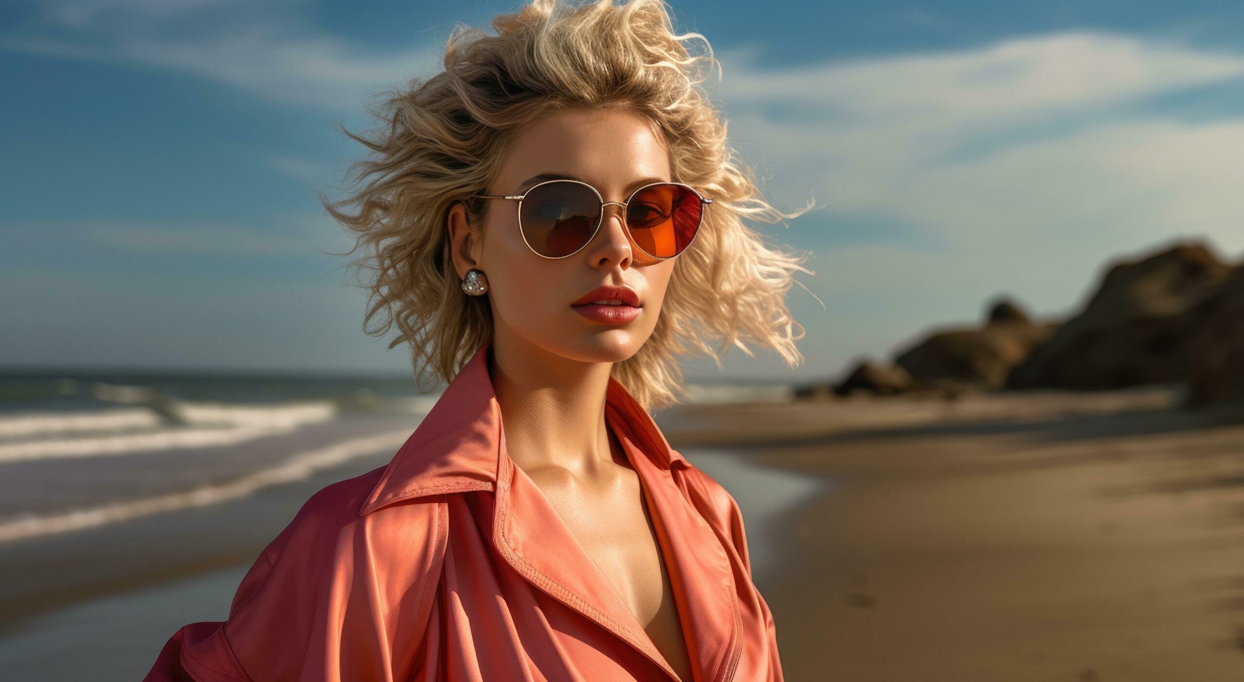 Ai-generated-mdgraphy-model-l-on-beach-free-photo