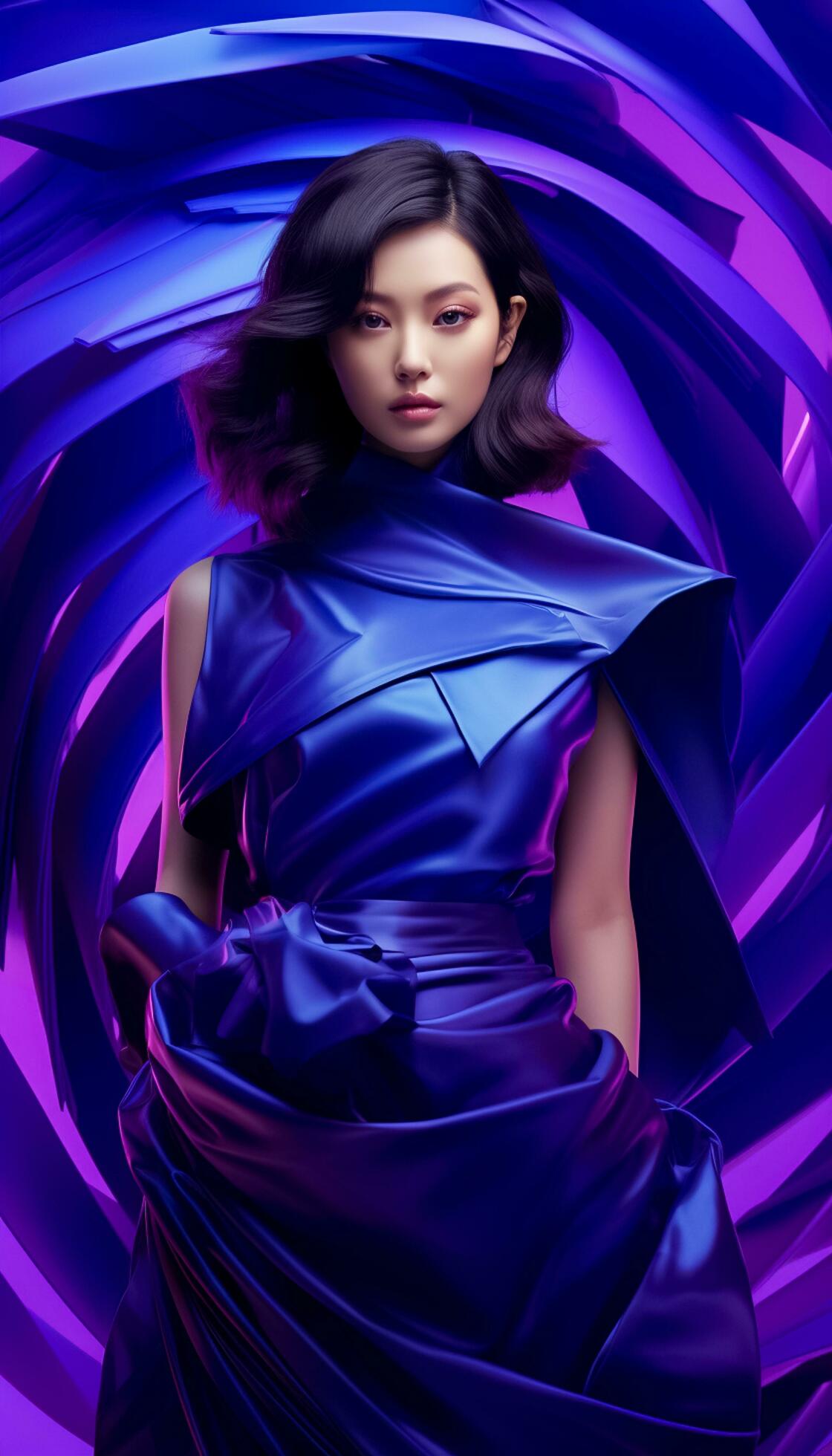 Ai-generated-of-beautiful-asian-model-wearing-metaverse-futuristic-fashion-cyberpunk-woman-ai-generated-free-photo