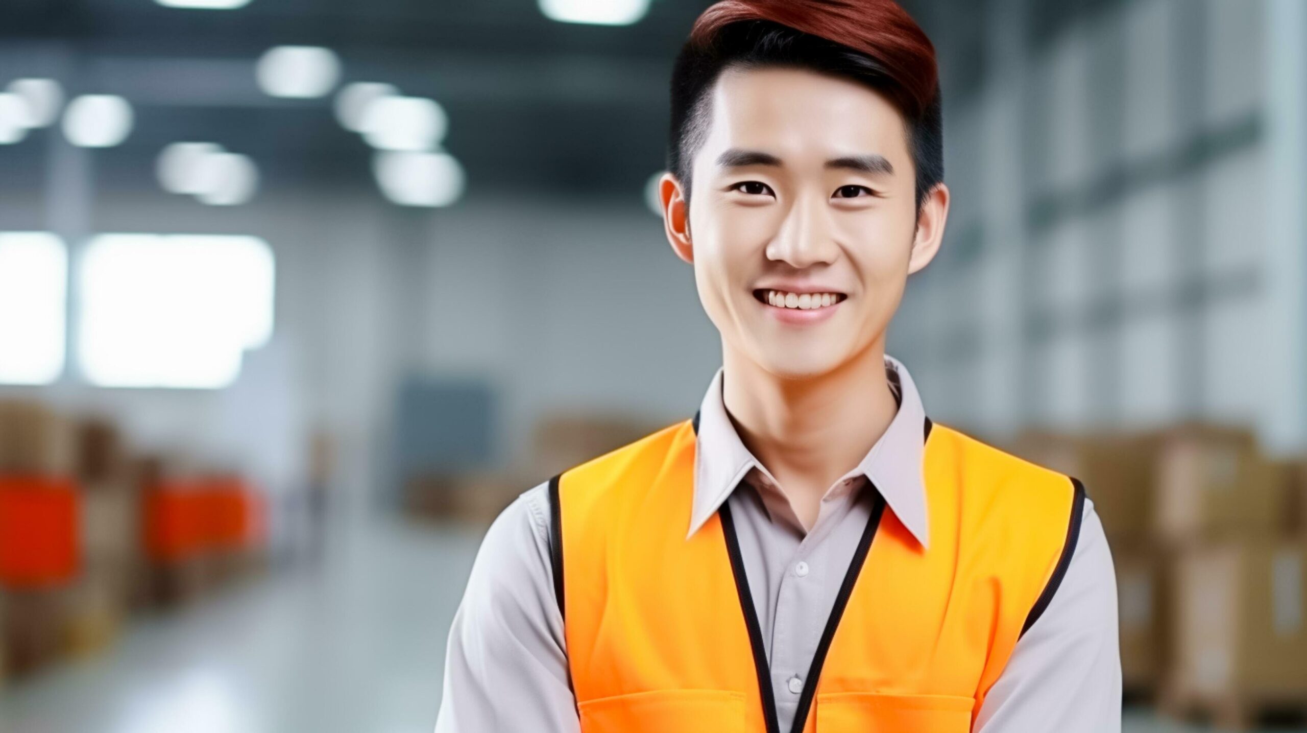 Ai-generated-of-young-asian-engineer-man-handsome-smiling-in-orange-vest-factory-worker-ai-generated-free-photo