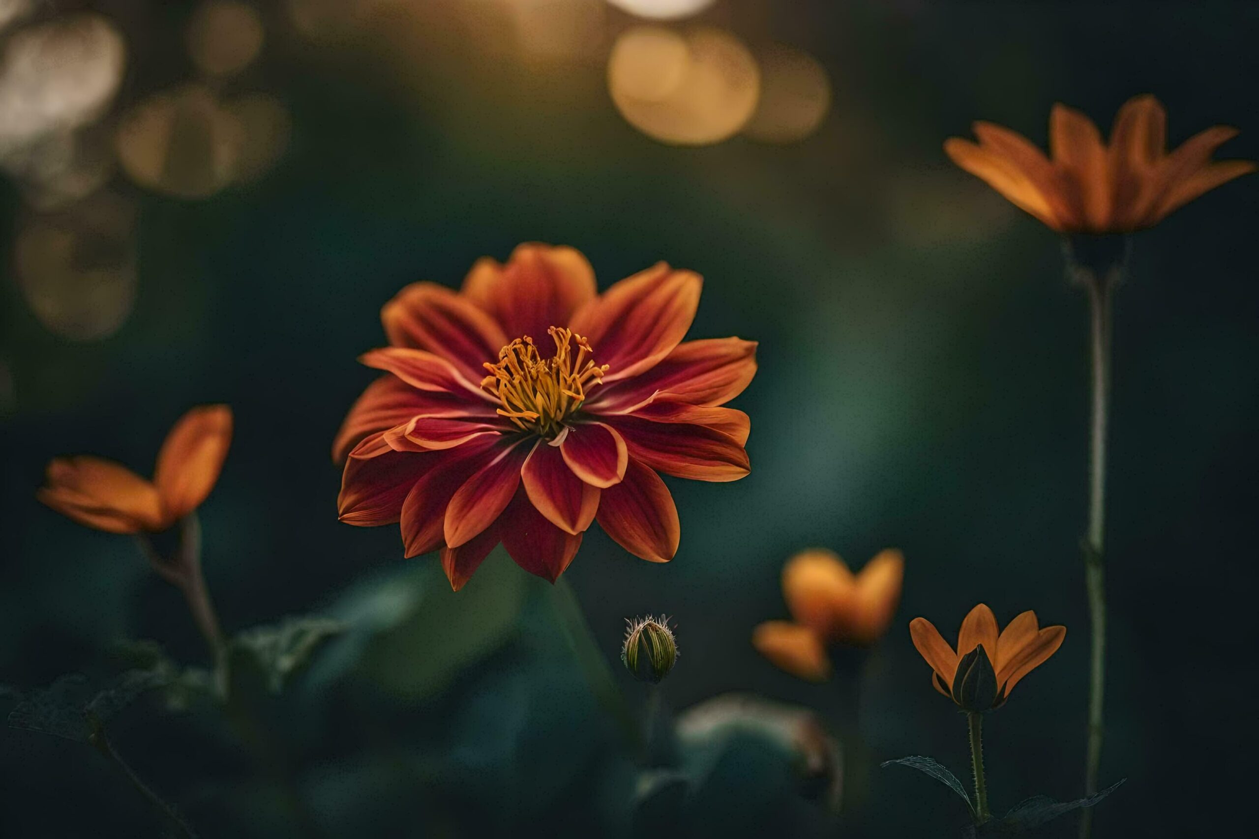 Ai-generated-orange-flowers-in-the-sun-with-bokeh-free-photo
