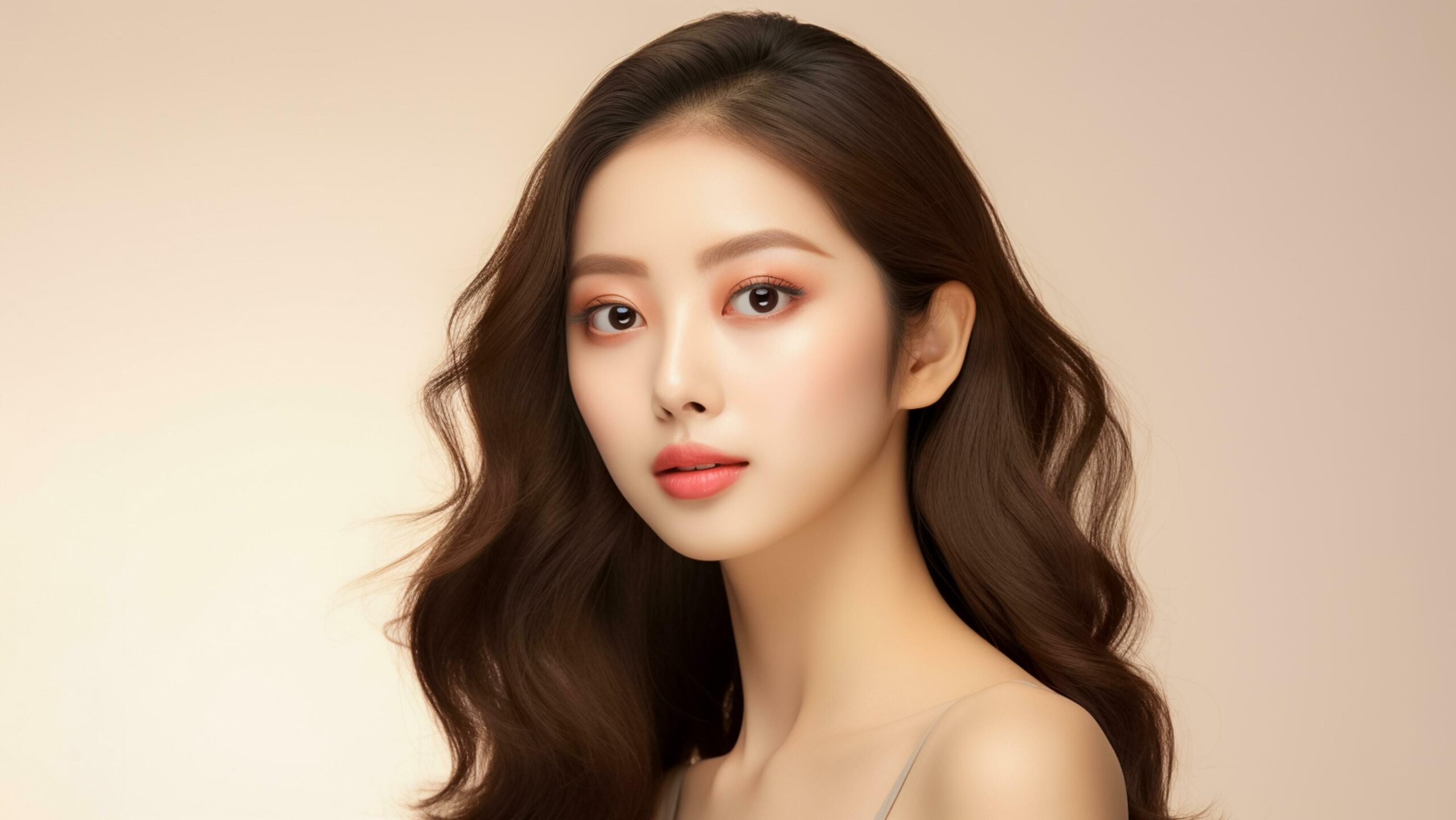 Ai-generated-portrait-of-beauty-asian-or-korean-girl-with-perfect-skin-skincare-or-cosmetic-model-ai-generated-free-photo