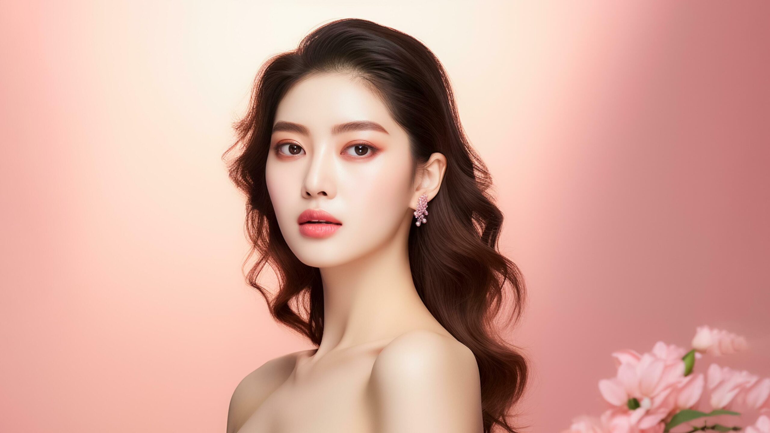 Ai-generated-portrait-of-smart-casual-asian-beautiful-female-smile-cheerful-dark-background-ai-generated-free-photo