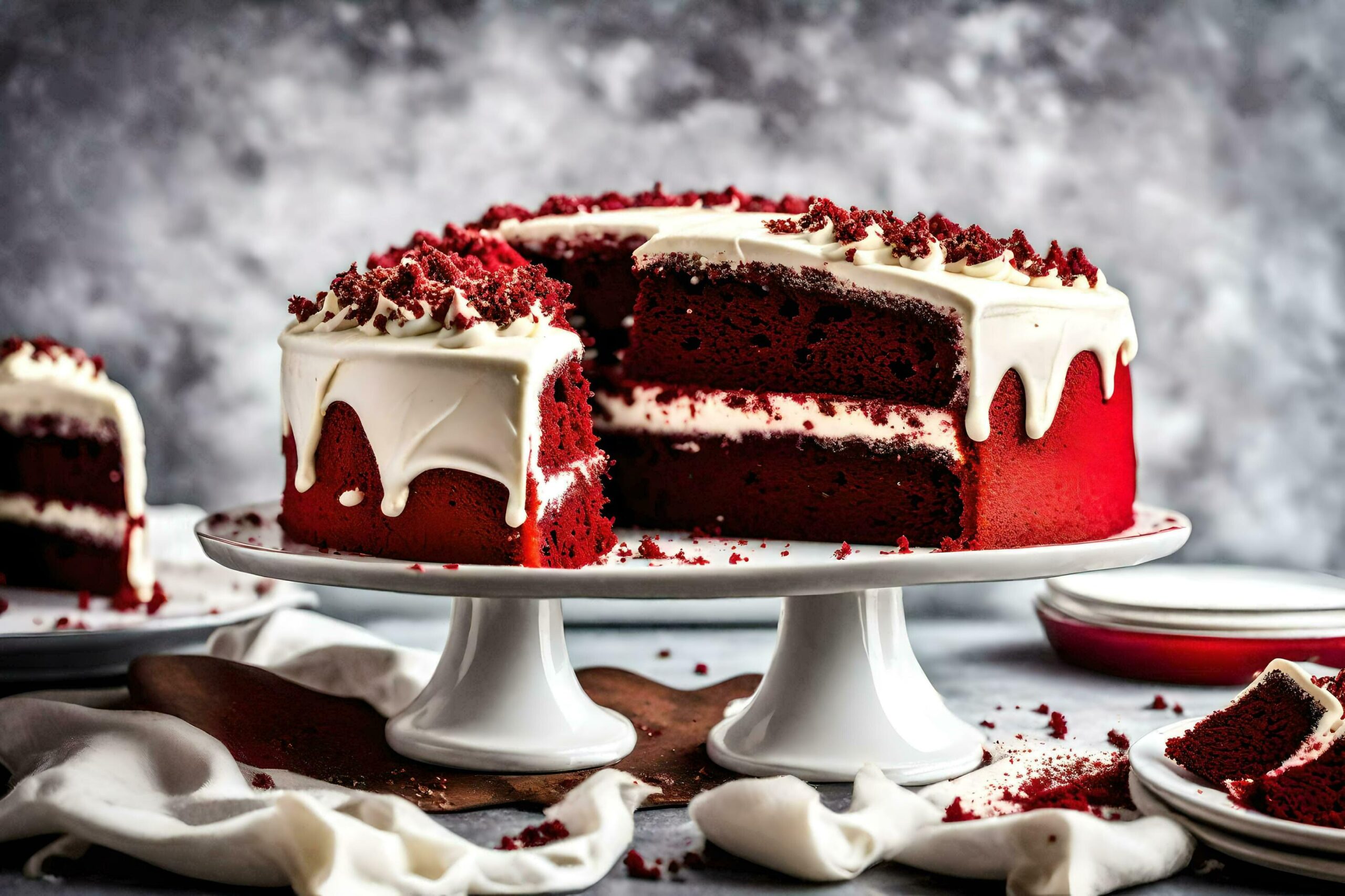 Ai-generated-red-velvet-cake-with-white-frosting-free-photo