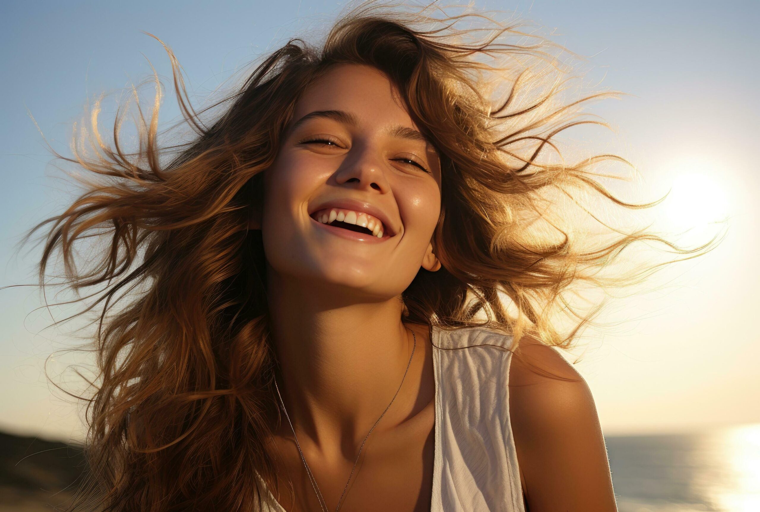 Ai-generated-smiling-young-woman-laughing-in-the-wind-free-photo