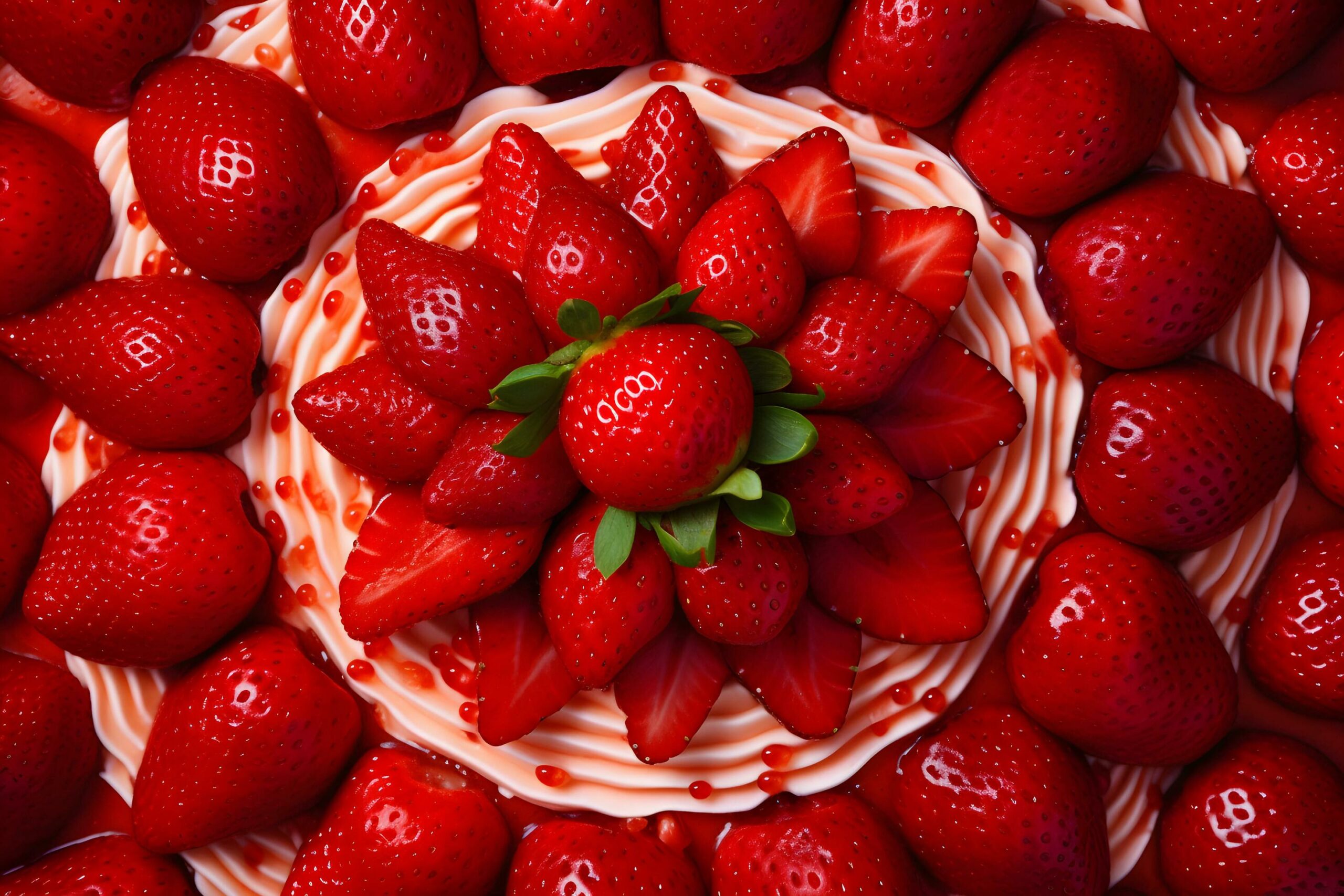 Ai-generated-strawberry-cake-background-free-photo