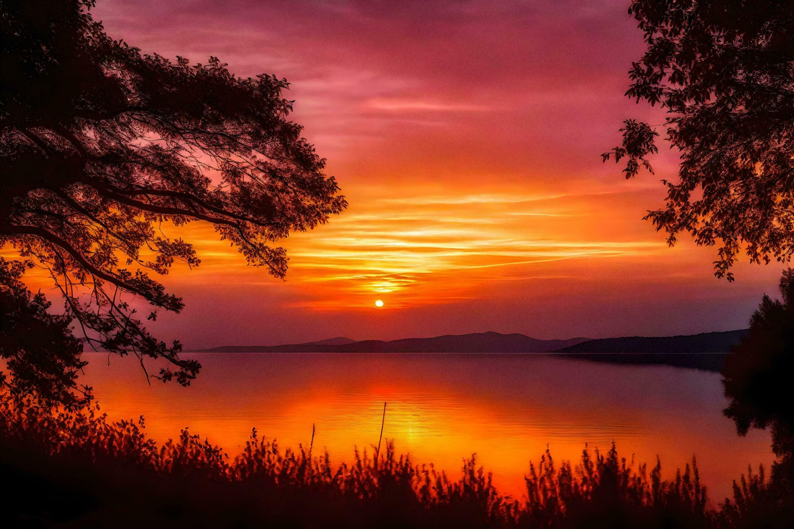 Ai-generated-sunset-over-the-lake-free-photo