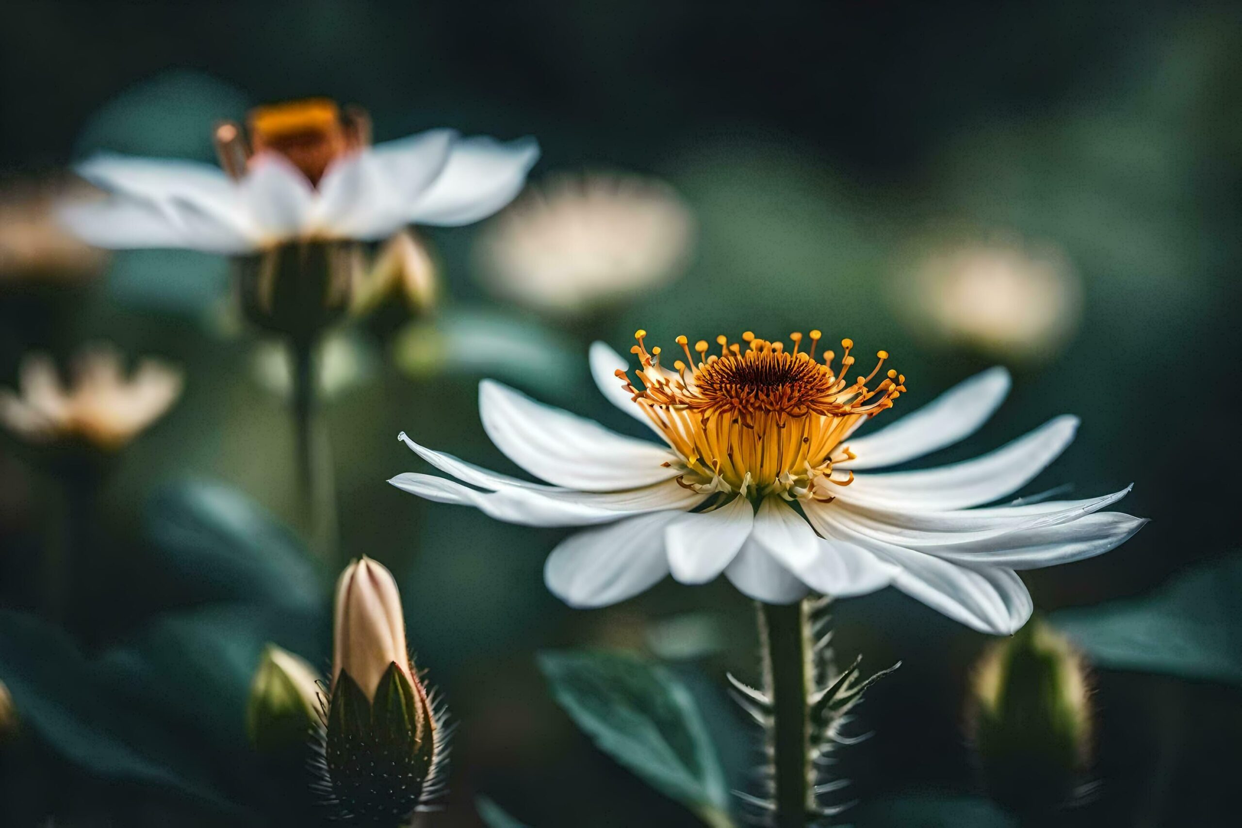Ai-generated-white-flowers-with-yellow-stamen-in-the-middle-free-photo