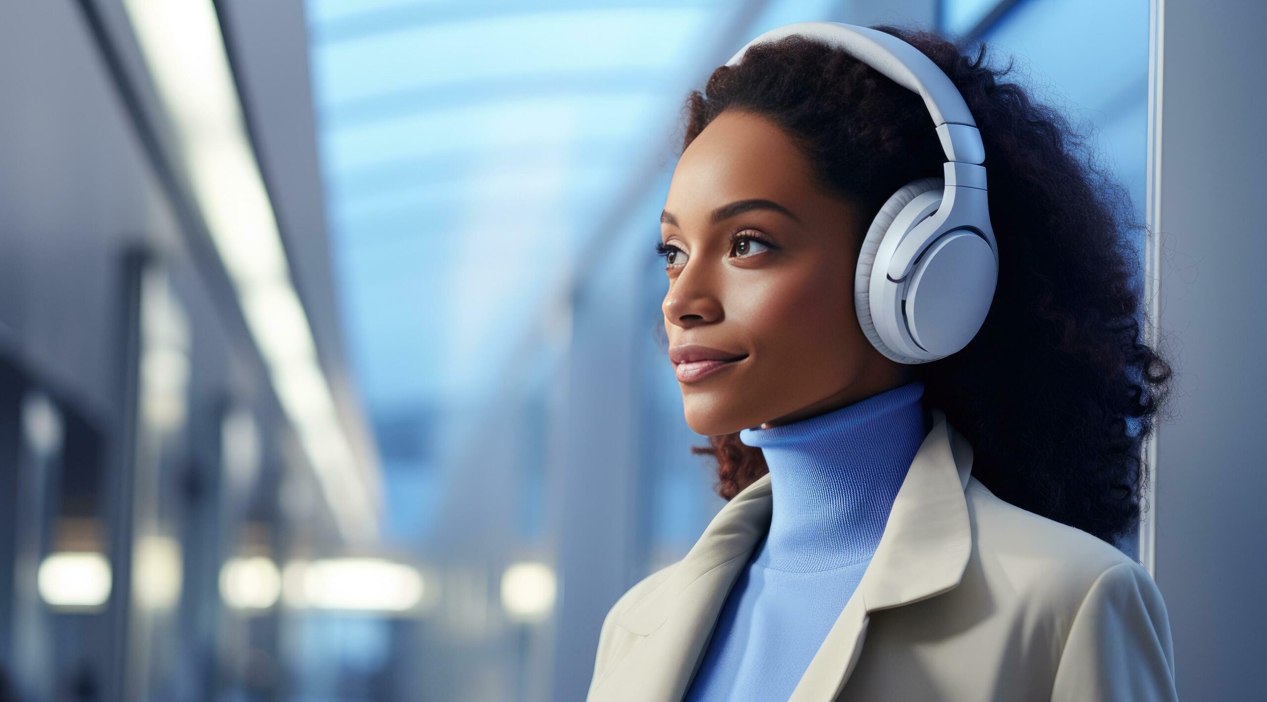 Ai-generated-women-wearing-bluetooth-headphones-in-the-office-free-photo