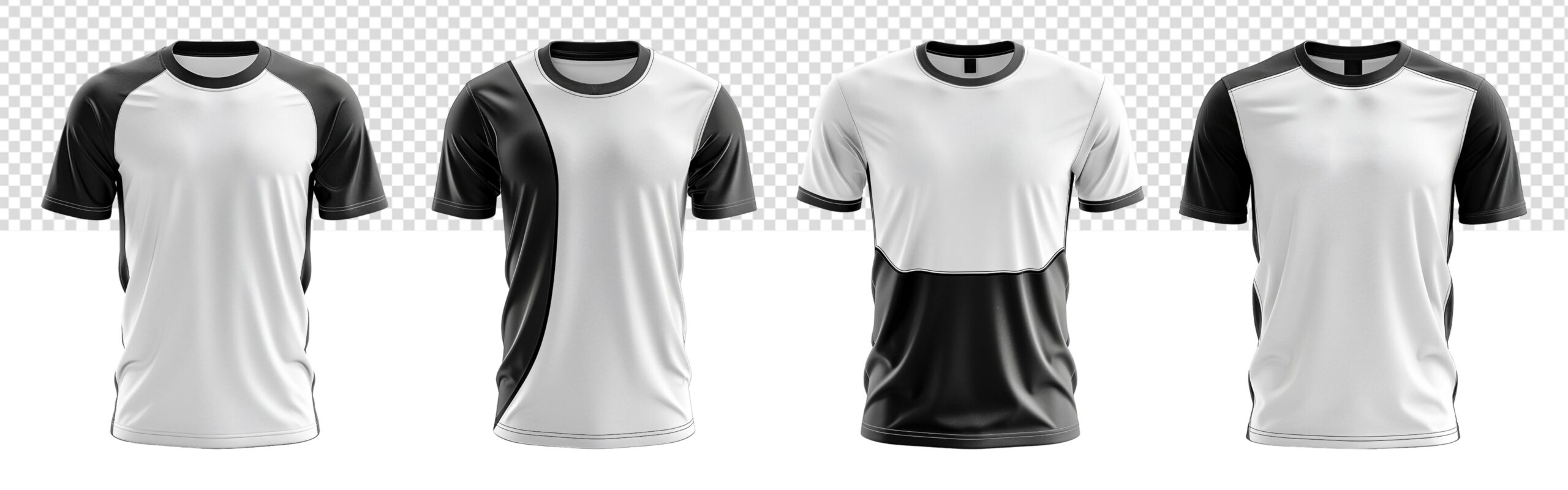 Black-and-white-men-s-t-shirt-mockup-template-set-with-front-view-generated-ai-free-photo