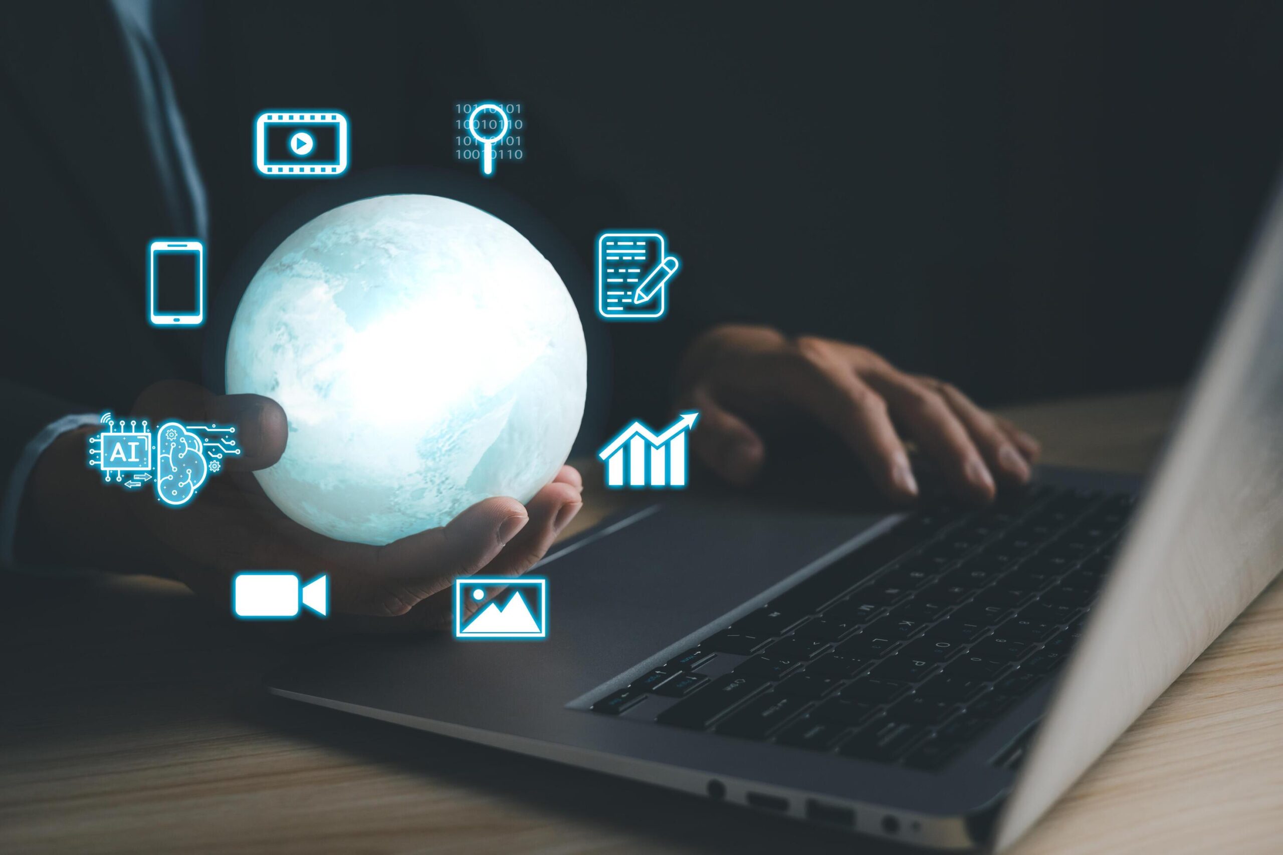 Man-hold-icon-ai-and-use-laptop-marketers-education-research-analyze-media-streaming-content-creation-and-online-marketing-strategies-to-grow-their-digital-business-free-photo