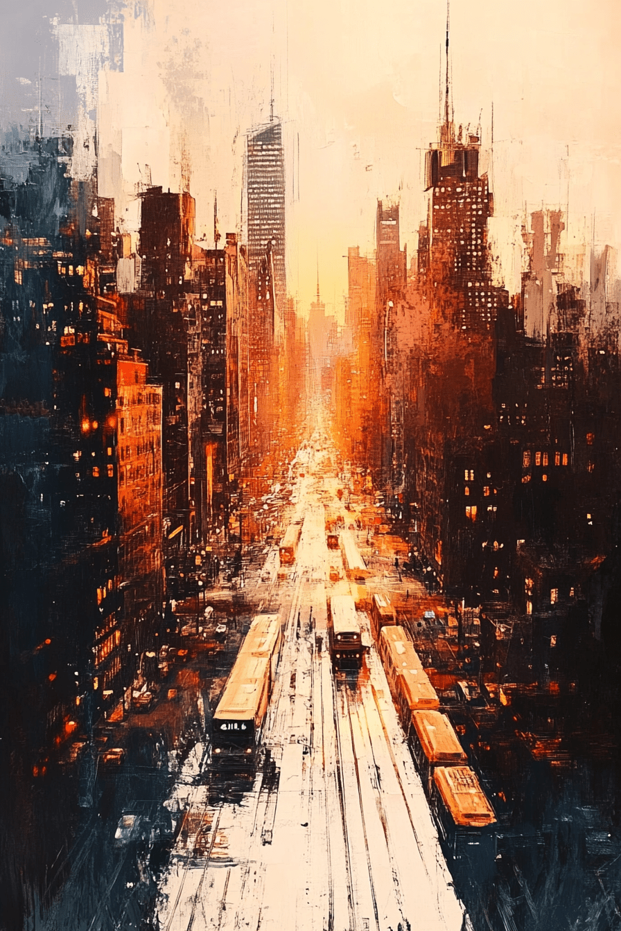 A painting of a cityscape done in dry brush style --ar 2:3 --v 6. 1