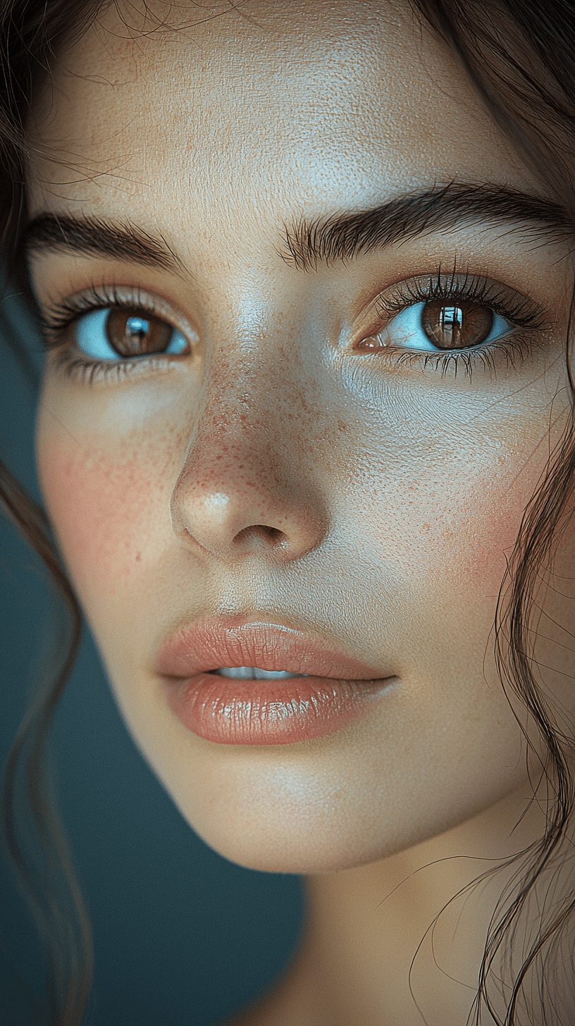 Close-up portrait of a woman, her face lit by the soft glow from outside the window, her eyes reflecting melancholy and sadness, shot on kodak portra medium format film with a grainy texture and warm tones, capturing raw emotions in natural light, in the style of candid photography --ar 1:2 --quality 2 --stylize 750 --v 6. 1