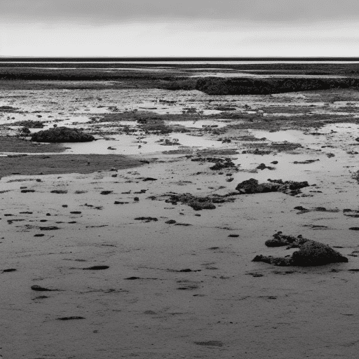 Desolate tides that stretch out into the horizon, these areas are often muddy and barren, the island is part of the wadden sea, characterized by its unique intertidal zone, this area is known for its biodiversity, including creatures like moon jellies and horseshoe crabs, the island itself is remote and rugged, with a stark, the overall ambiance is one of a post-apocalyptic earth, eerie, open spaces with a high-tech, futuristic design, a distinctive, angular design, sleek, glowing aesthetic, glowing screens, and intricate circuitry. Industrial areas of the outlands contrast with the sleek design of the grid, a grittier, more mechanical look, the color palette is dominated by dark backgrounds contrasted with bright neon colors, a dense, futuristic jungle where towering trees and thick foliage create a labyrinth of greenery, the jungle is alive with bioluminescent plants that cast an eerie, otherworldly glow, illuminating the dark underbrush with hues of blue and green, the air is thick with mist, the atmosphere is heavy and oppressive,