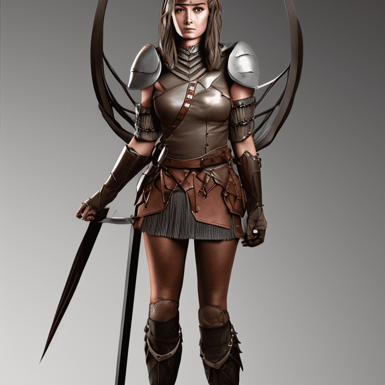 Human female, ranger, archer, fantasy, dnd, leather armor, leather armor skirt, metal armor boots