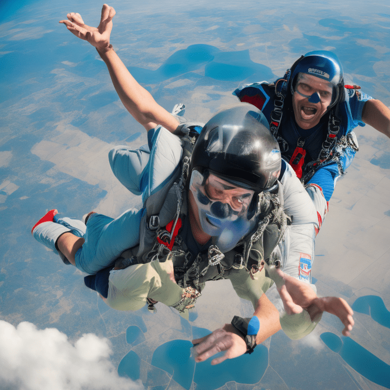 A birds eye view of a skydiver far above the earth, his unopened parachute has a screaming face, ultra detailed, ultra quality, 12k
