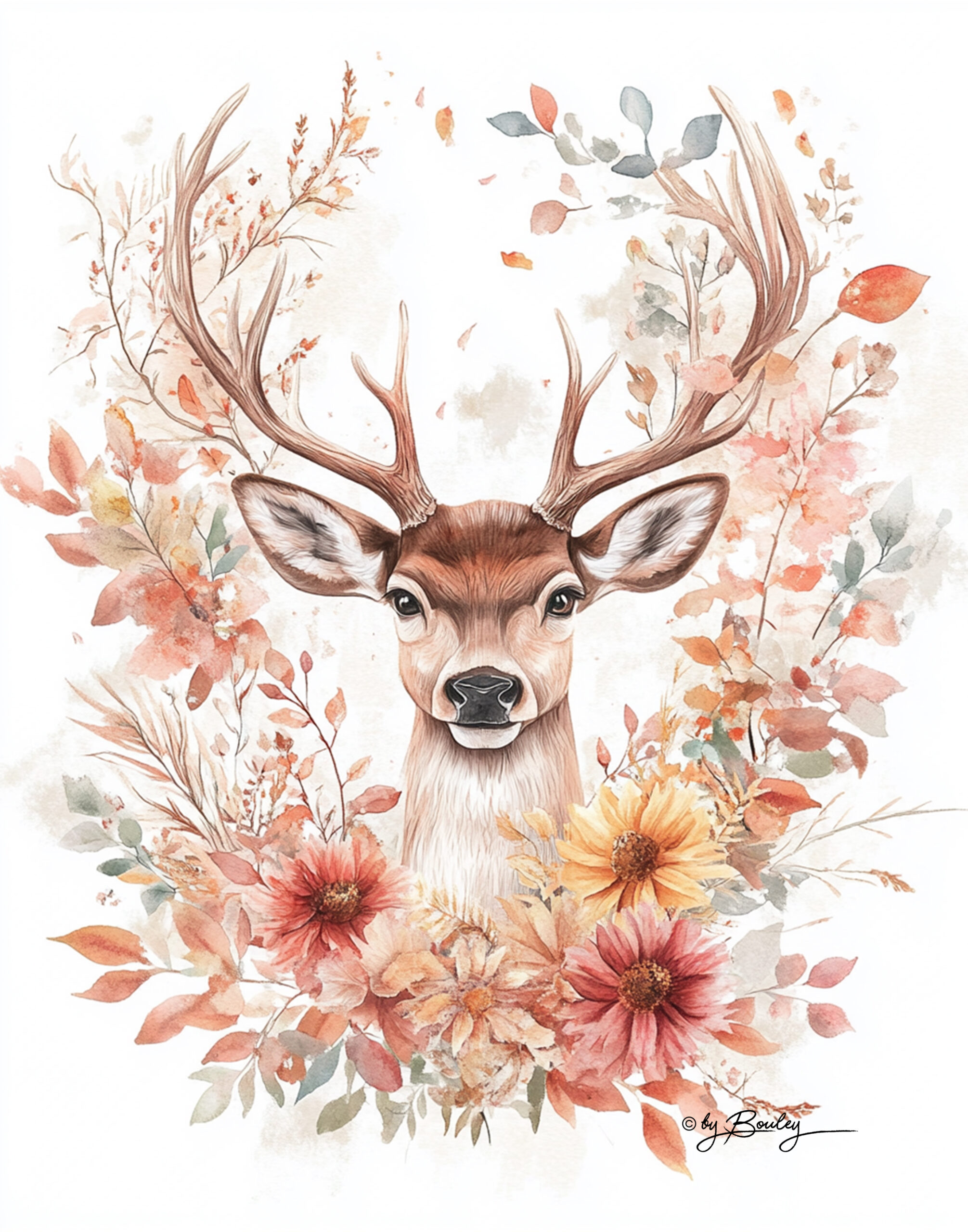 Enchanted deer antlers, autumn forest magic, an enchanted dreamlike autumn forest, delicate watercolor illustration with a light vintage vibe --ar 4:5 --personalize wygxjd1 --v 6. 1