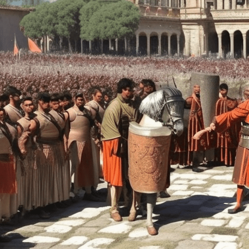 El emperador trajano conquista una ciudad parta con su ejercito a las espaldas