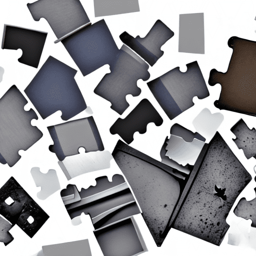 Broken integration, pieces apart, detailed, white background
