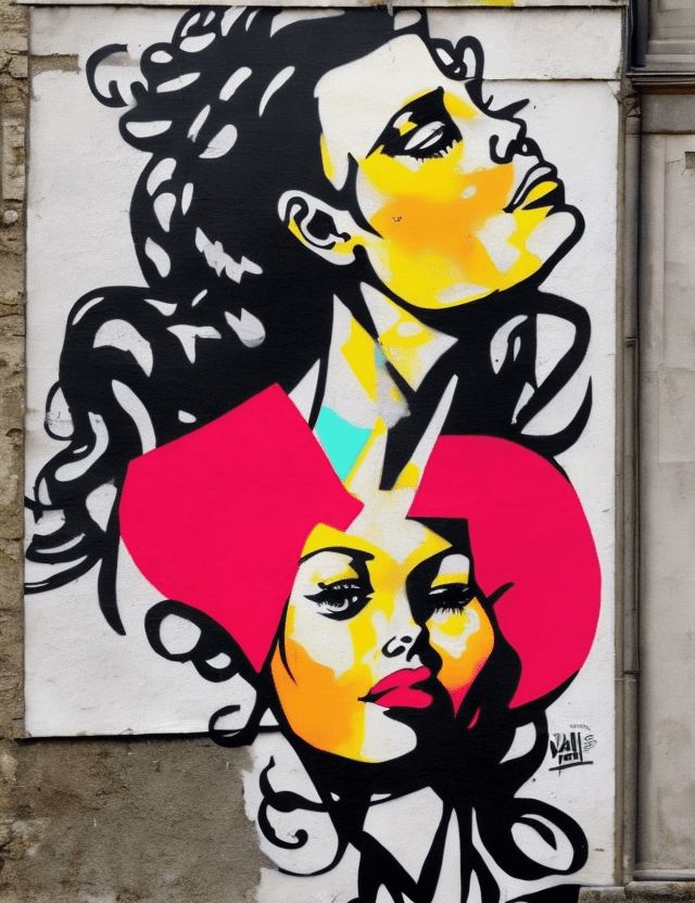 Affiche street art, vieille femme, debout