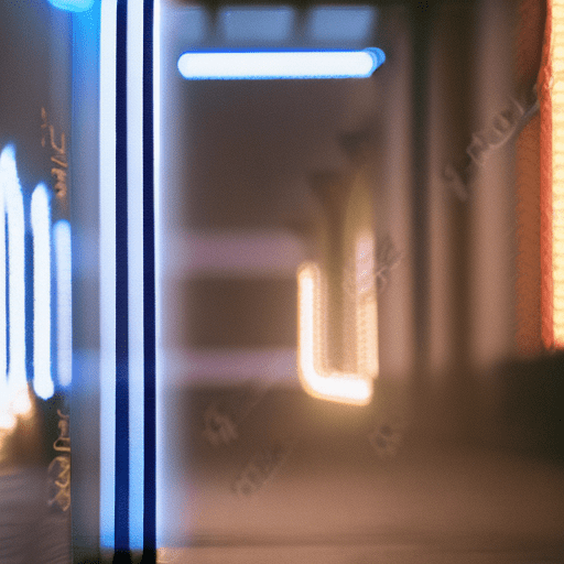 Cinematic film portrait showing young female woman, 50 years old, thin small lips, brown hair, blue eyes, skin imperfection, walking in the street, night, , neon light, hall filled with light, cinematic composition, interesting lighting, high fidelity, shallow depth of field, deep shadows, professionally captured, muted colors, cinematic contour lighting, low contrast prolog, award winning composition, chromatic aberration