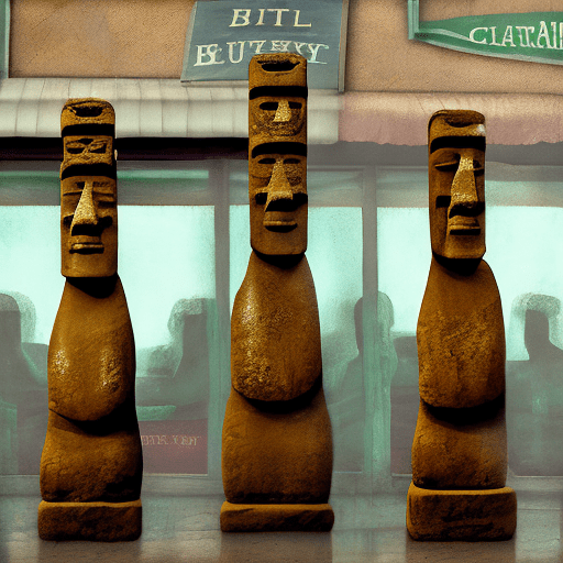 Paste oil moai statues visit a bakery, oil --style raw --v 6. 1