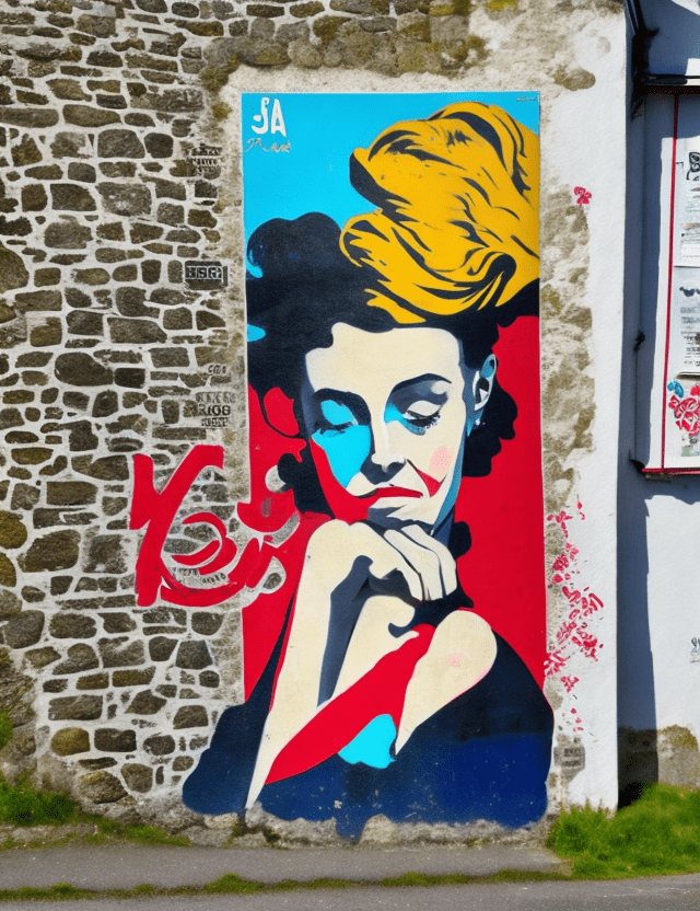 Affiche street art, vieille femme, bretagne, debout