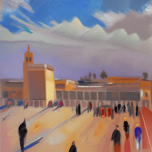 An impressionist painting of marrakech