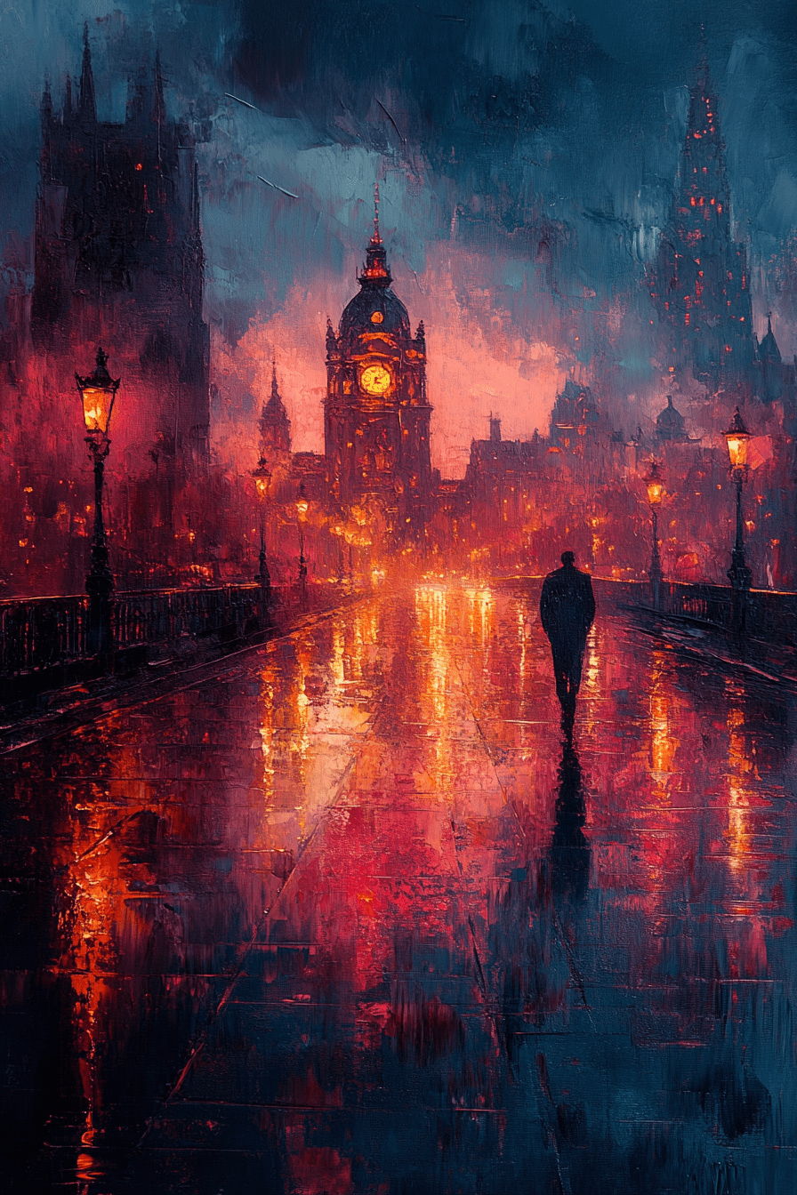 A painting of a cityscape done in dry brush style --ar 2:3 --stylize 1000 --v 6. 1