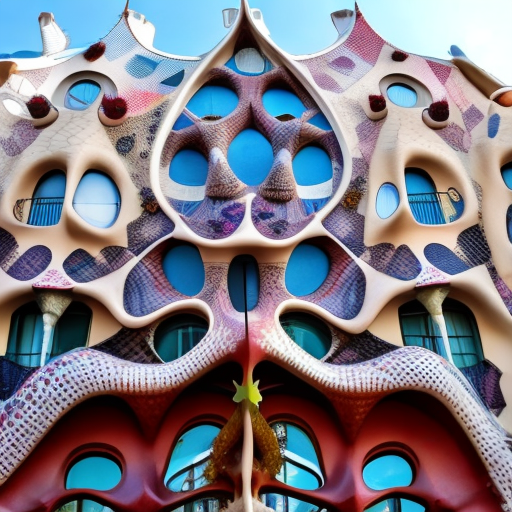 Fachada de un edificio con inspirqcion en la casa batllo de barcelona