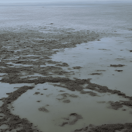Desolate tides that stretch out into the horizon, these areas are often muddy and barren, the island is part of the wadden sea, characterized by its unique intertidal zone, this area is known for its biodiversity, including creatures like moon jellies and horseshoe crabs, the island itself is remote and rugged, with a stark, the overall ambiance is one of a post-apocalyptic earth, eerie, the environment is predominantly dark, illuminated by vibrant neon lights in shades of blue, orange, and white, high-tech interiors of the mainframe to the more rugged, industrial areas of the outlands, each environment is meticulously designed with a futuristic aesthetic, the color palette is dominated by dark backgrounds contrasted with bright neon colors, the sky with a faint reddish hue, casting an eerie glow over the jungle the trees and plants, covered in a thin layer of dust, creating swirling patterns in the sky, cutting through the dense jungle, it is flanked by thick vegetation on both sides, with overhanging branches and vines that create a tunnel-like effect,