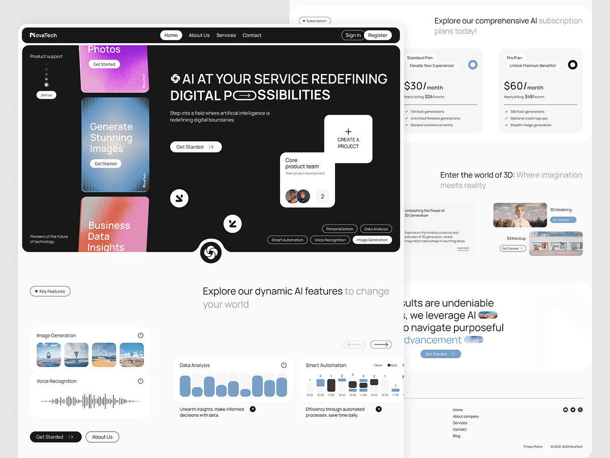 Our homepage showcases a futuristic, ai-driven design that adapts in real-time to each user’s behavior and preferences. The hero section features dynamic headlines and interactive visuals powered by ai, with a voice-enabled chatbot offering personalized navigation. Below, a predictive engagement dashboard displays real-time impact metrics and personalized insights. Advanced interactive elements include voice and gesture navigation, ar visualizations, and ai-driven content personalization. Built with modern technologies like next. Js and serverless architecture, the site ensures optimal performance and scalability. Ai-driven load balancing, predictive caching, and robust security measures are implemented for an exceptional, future-proof user experience.