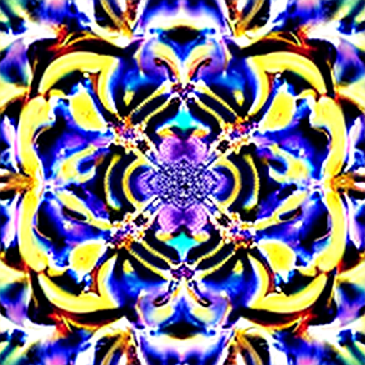 Create a digital art piece featuring a fractal pattern that embodies exotic elegance. The fractal should have intricate, repeating patterns with a sense of infinite detail. Use a vibrant and sophisticated color palette, incorporating shades of deep blues, rich purples, and golds. The design should evoke a sense of movement and harmony, with elegant lines and curves. Add elements that suggest an exotic flair, such as floral motifs, feathers, or abstract shapes inspired by nature. The overall composition should be balanced and captivating, drawing the viewer’s eye into the intricate details of the fractal pattern.