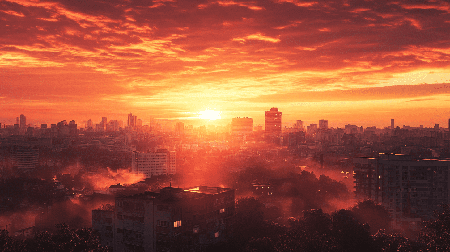 Uma paisagem urbana hiperrealista ao amanhecer, capturando a interação de luz e sombras, fotorrealista, despertar urbano, atmosférico, quietude, arranha-céus, brilho matinal