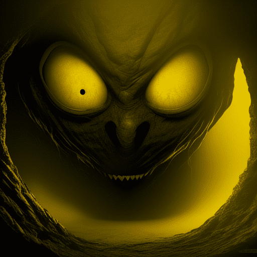 Scary creature emerging out of the darkness, flat snout, yellow eyes, horror, dark and haunting, hyperrealism, ultra-detailed, 8k --ar 9:16 --q 2 --s 750