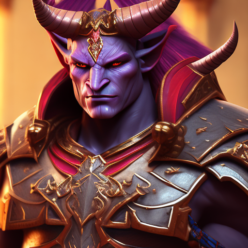 Tiefling paladin man by greg rutkowski, red skin, broken horn, luxury, elegant, ornate, vibrant and vivid, cinematic, unrealistic, 4 k, artstation, cgsociety, unreal engine, magical, mystical, mystifying, perplexing, zbrush, octane, hyperrealistic, bokeh, dof