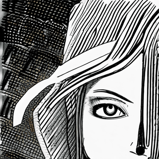 Black and white drawing of a girl , in the style of horror manga, bill sienkiewicz, animated gifs, yayoi kusama, pulp comics, intense close-ups, becky cloonan --ar 62:121 --stylize 750 --v 6