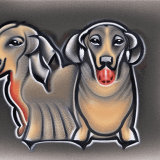 Please draw a picture of a black and tan dachshund as cerberus the three-headed dog for a tattoo design.
