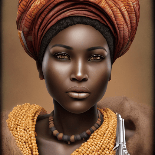 African woman hot realistic on the war